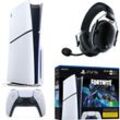 Sony Playstation 5 Slim Digital-Edition Fortnite Cobalt Star Bundle + Razer BlackShark V2 Pro Gaming-Headset, Schwarz