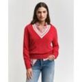 V-Neck Pullover mit Kontrasten