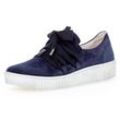 Plateausneaker GABOR, Damen, Gr. 38, blau (dunkelblau), Veloursleder, sportlich, Schuhe, Slip-On Sneaker, Slipper, Schnürschuh mit Zierschnürung