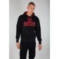 Hoodie ALPHA INDUSTRIES "Alpha Industries Men - Hoodies Foam Print Hoodie", Herren, Gr. M, schwarz, Obermaterial: 80% Baumwolle, 20% Polyester, regular fit, Sweatshirts