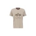 T-Shirt ALPHA INDUSTRIES "Alpha Industries Men - T-Shirts Camo Puff Print T" Gr. L, beige (vintage sand), Herren, Shell Fabric: 100% Cotton, Shirts