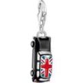 Charm-Einhänger THOMAS SABO "LONDON Taxi mit Union Jack, 2169-041-7", schwarz (silberfarben, schwarz, blau, rot, weiß, weiß), Charms, Damen, Silber 925 (Sterlingsilber), mit Zirkonia (synth.)