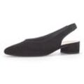 Slingpumps GABOR, Damen, Gr. 37, schwarz, Ziegenveloursleder, unifarben, elegant, Schuhe, Blockabsatz, Abendschuh, Sommerschuh mit elastischem Riemchen