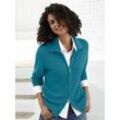 Strickjacke CASUAL LOOKS Gr. 38, blau (petrol), Damen, 50% Baumwolle, 50% Polyacryl, unifarben, meliert, Strickjacken