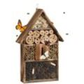 Relaxdays - Insektenhotel 50 cm groß, Zum Aufhängen, Bienenhotel und Schmetterlingshaus, Geflämmtes Holz, natur