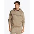 Kapuzensweatshirt TOMMY HILFIGER "TOMMY LOGO HOODY", Herren, Gr. XXXL, grün (sandalwood), Sweatware, Obermaterial: 64% Baumwolle, 36% Polyester, casual, gerade, unten schmal hüftlang, Rundhals, Langarm angesetztes Bündchen, Sweatshirts, mit Kapuze und Kängurutasche