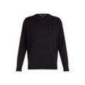 Strickpullover "BT-PIMA ORG CTN CASHMERE VNCK-B", Herren, Gr. XXXL, schwarz, Strick, Obermaterial: 92% Baumwolle, 8% Kaschmir, TOMMY HILFIGER BIG & TALL, casual, V-Ausschnitt, Langarm, Pullover, in Großen Größen, mit Logostickerei auf Brusthöhe