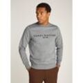 Sweatshirt TOMMY HILFIGER "TOMMY LOGO SWEATSHIRT" Gr. M, grau (medium grau heather), Herren, Sweatware, Obermaterial: 70% Baumwolle, 30% Polyester, Sweatshirts, mit klassischem Rundhalsausschnitt