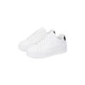 Plateausneaker TOMMY HILFIGER "TH PLATFORM COURT SNEAKER", Damen, Gr. 36, weiß, Leder, sportlich, Schuhe, Freizeitschuh, Halbschuh, Schnürschuh, Kontrastbesatz an der Ferse