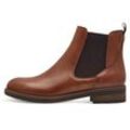 Chelseaboots TAMARIS Gr. 37, braun (cognac), Damen, Lederimitat, Elastischer Einsatz, unifarben mit Farbeinsatz, Schuhe, Blockabsatz, Stiefelette, Businessschuh, Schlupfschuh, Anziehlasche