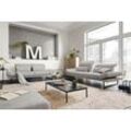 3-Sitzer 3C CANDY "Mallow Designsofa mit Komfortfunktionen, modern und bequem", grau (platin), B:258cm H:83cm T:103cm, 100% Polyester, Sofas, Verstellbare Armlehne und Kopfteil, manuelle Sitztiefenverstellung