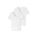 T-Shirt SCHIESSER "T-Shirt 2PACK T-shirt 2er Pack", Herren, Gr. M, weiß, Obermaterial: 95% Baumwolle CO. 5% Elasthan EL., Kurzarm, Shirts