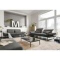 2-Sitzer 3C CANDY "Mallow Designsofa mit Komfortfunktionen, modern und bequem", grau (stone), B:228cm H:83cm T:103cm, 100% Polyester, Sofas, Verstellbare Armlehne und Kopfteil, manuelle Sitztiefenverstellung