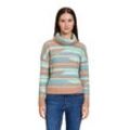 Strickpullover BETTY & CO "Betty & Co Strickpullover mit Struktur", Damen, Gr. 36, blau (camel, mint), Strick, Obermaterial: 84% Polyester, 10% Polyamid, 3% Wolle, 3% Elasthan., casual, lässig geschnitten normal, Langarm, Pullover, Jacquard