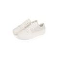 Plateausneaker TOMMY HILFIGER "VULC LEATHER SNEAKER MONOGRAM", Damen, Gr. 35, weiß (ivory kombiniert), Leder, Lederimitat, sportlich, Schuhe, Freizeitschuh, Halbschuh, Schnürschuh mit Allover-Logoprint