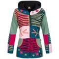 Fleecejacke DEPROC ACTIVE "Patchwork Multicolor NUNAVUT II NEW FLOWER POWER" Gr. 48 (XL), pink, Damen, 100% Baumwolle, Jacken