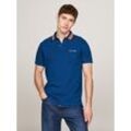 Poloshirt TOMMY HILFIGER "GIFTING POLO RWB COLLAR REG POLO" Gr. L, blau (deep indigo), Herren, Obermaterial: 96% Baumwolle, 4% Elasthan, Shirts, Streifen an Kragen und Bündchen