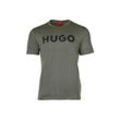 T-Shirt HUGO "T-Shirt Dulivio 1er Pack" Gr. L, braun (schwarz beige 257), Herren, Obermaterial: 100% Baumwolle CO., Shirts