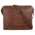 Messenger Bag BODENSCHATZ Gr. B/H/T: 33cm x 29cm x 6cm onesize, braun (cognac), Damen, Leder, Strukturmuster, Taschen, echt Leder