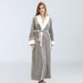 Damen-Bademantel aus Fleece, weicher Bademantel, Morgenmantel mit Taschen, Winter-Weihnachtsgeschenk, l, Grau