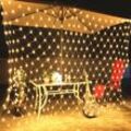 Led Lichternetz 144er Leds mit Stecker 220v für Party, Garten, Weihnachten, Halloween, Hochzeit, Beleuchtung Deko 2M x 2M Warmweiß