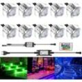 Longziming - 10 Set rgb led Einbaustrahler Wasserdicht IP67 led Strahler Mini Einbaustrahler 12V Netzteil Einbaustrahler Lampe für Terrasse Holz