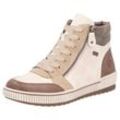 Plateausneaker REMONTE Gr. 39, beige (beige, braun), Damen, Leder, Lederimitat, Schuhe, Freizeitschuh, High Top-Sneaker, Schnürschuh mit TEX-Membran