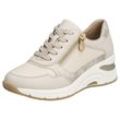 Sneaker RIEKER Gr. 42, beige (hellbeige), Damen, Leder, Lederimitat, Schuhe, mit seitlichem Reißverschluss, Freizeitschuh, Halbschuh, Schnürschuh