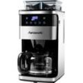 HANSEATIC Kaffeemaschine mit Mahlwerk "HCMG105015SD", mit LCD Display und Timer, Kaffeemaschinen, silber (schwarz, silber), 1,5 l, 15 Tasse(n)