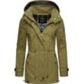 Outdoorjacke MARIKOO "Nyokoo" Gr. S (36), grün, Damen, Oberstoff: 100% Baumwolle; Futter: 100% Polyester; Wattierung: 100% Polyester; Ärmelfutter: 100% Polyester, Jacken, modische Baumwoll Übergangsjacke mit großer Kapuze