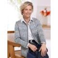 Strickjacke CLASSIC, Damen, Gr. 38, grau (steingrau, ecru, gemustert), 70% Polyacryl, 30% Schurwolle, gemustert, mehrfarbig, Langarm, Strickjacken