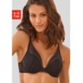 Push-up-BH S.OLIVER "Charlotte" Gr. 70, Cup D, schwarz, Damen, Microtouch, Tüll, Obermaterial: 60% Polyamid, 35% Polyester, 5% Elasthan, BHs, in dezenter Pünktchen-Optik, Dessous