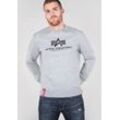 Sweatshirt ALPHA INDUSTRIES "Basic Sweater", Herren, Gr. XXL, grau (grau heather), angeraute Sweatware, Obermaterial: 80% Baumwolle, 20% Polyester, bedruckt, meliert, modisch, normal normal, Rundhals, Sweatshirts