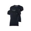 T-Shirt EMPORIO ARMANI "T-Shirt 2er Pack" Gr. M, blau (marine), Herren, Obermaterial: 95% Baumwolle CO. 5% Elasthan EL., Shirts