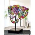 Tierfigur CASABLANCA BY GILDE "Elefant Street Art stehend", bunt, B:52cm H:62cm T:38cm, Kunstharz, Dekofiguren