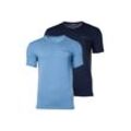 T-Shirt EMPORIO ARMANI "T-Shirt CORE LOGOBAND 2er Pack" Gr. L, marine, hellblau, Herren, Obermaterial: 95% Baumwolle CO. 5% Elasthan EL., Shirts