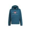 Sweatshirt GANT "Sweatshirt Archive Shield Hoodie", Jungen, Gr. 176, blau (petrolblau), Obermaterial: 78% Baumwolle CO. 22% Polyester PES., Sweatshirts