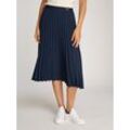 Plisseerock TOMMY HILFIGER "FLUID PLEATED PULL ON MIDI SKIRT" Gr. 36, blau (schwarz night navy), Damen, Web, Obermaterial: 100% Polyester, unifarben, Röcke, mit rundum Falten