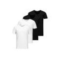 T-Shirt JACK & JONES "T-Shirt JACBASIC V-NECK TEE 2PK 2er Pack", Herren, Gr. M, schwarz (schwarz, weiß), Obermaterial: 100% Baumwolle CO., Kurzarm, Shirts