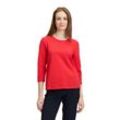 3/4-Arm-Shirt BETTY BARCLAY "Betty Barclay Casual-Shirt mit Struktur", Damen, Gr. 36, rot (poppy rot), Piquu00e9, Obermaterial: 66% Baumwolle, 31% Polyester, 3% Elasthan., casual, tailliert normal, Rundhals, 3/4-Ärmel, Shirts, Struktur