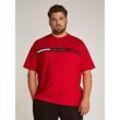 Rundhalsshirt "BT-HILFIGER CHEST INSERT TEE-B", Herren, Gr. 4XL, rot (medium rot), Single Jersey, Obermaterial: 100% Baumwolle, TOMMY HILFIGER BIG & TALL, unifarben, casual, regular fit, Rundhals, Kurzarm abgerundeter Saum, Shirts, in Großen Größen, Logostickerei