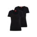 T-Shirt HUGO "T-Shirt T-Shirt RN 2er Pack", Damen, Gr. L, schwarz, Obermaterial: 95% Baumwolle CO. 5% Elasthan EL., Kurzarm, Shirts