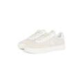 Sneaker CALVIN KLEIN JEANS "CLASSIC CUPSOLE LOW MIX MG WN", Damen, Gr. 36, beige (sanftes weiß, creme), Textil, Leder, Lederimitat, sportlich, Schuhe, Schnürschuh, Freizeitschuh, Halbschuh mit Logoschriftzug seitlich