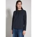 Sweatshirt CECIL, Damen, Gr. L (42), blau (universal blau), Sweatware, 70% Baumwolle, 27% Viskose, 3% Elasthan, Strukturmuster, casual, normal, Rundhals, Langarm Bündchen, Sweatshirts, mit elastischem Materialmix