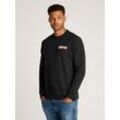 Sweatshirt TOMMY JEANS PLUS "TJM REG ENTRY GRAPHIC CREW EXT", Herren, Gr. XXL, schwarz, Sweatware, Obermaterial: 100% Baumwolle, unifarben, bedruckt, casual, slim fit, Rundhals, Langarm elastischer Bund, Sweatshirts, in Großen Größen, Logodruck