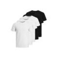 T-Shirt JACK & JONES "T-Shirt JJEORGANIC BASIC TEE O-NECK 5PK 5er Pack", Herren, Gr. L, schwarz (schwarz, weiß), Obermaterial: 100% Baumwolle CO(Bio)., Kurzarm, Shirts