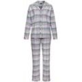 Pyjama VIVANCE DREAMS, Damen, Gr. 32, lila (lila, kariert), Flanell, Obermaterial: 100% Baumwolle, kariert, klassisch lang, V-Ausschnitt, Langarm, Homewear-Sets, aus kuschelig weichem Flanell