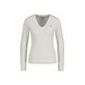 Sweater GANT "Strickpullover STRETCH COTTON CABLE V-NECK" Gr. L, beige (ecru) Damen, Sweatshirts