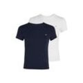 T-Shirt TOMMY JEANS "TJW 2PACK C-NECK TEE" Gr. L (40), ecru, schwarz night navy, Damen, Single Jersey, Obermaterial: 100% Baumwolle, unifarben, Shirts, mit Logo-Stickerei