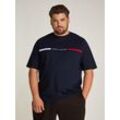 Rundhalsshirt "BT-HILFIGER CHEST INSERT TEE-B", Herren, Gr. 4XL, blau (desert sky), Single Jersey, Obermaterial: 100% Baumwolle, TOMMY HILFIGER BIG & TALL, unifarben, casual, regular fit, Rundhals, Kurzarm abgerundeter Saum, Shirts, in Großen Größen, Logostickerei